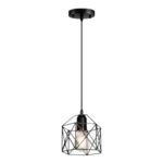 Lampara Colgante De Fierro Tipo Hexagono Vintage- Negro Incluye Ampolleta