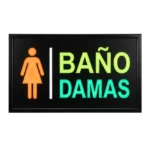 Letrero Led Intermitente Negro "Baño Damas"