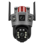 Cámara Seguridad de Exteriores Solar Con Doble Lente Con Alarma App V380 Color Negro M2