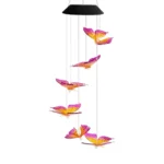 Decorativo Solar Mariposa Rosado Viento Luz Casa Jardín