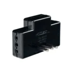 Adaptador Macho Triple Plano Con Luz Piloto Negro
