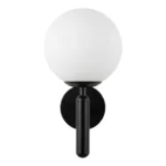 Aplique de Pared NEGRO Bola de Cristal Blanco Ampolleta E-27