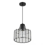 Lampara Colgante Porta E27 Individual Negro-Vidrio Elegante