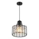 Lampara Colgante Porta E27 Individual Negro-Vidrio Elegante - Imagen 2