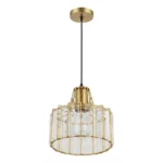 Lampara Colgante Porta E27 Individual Dorado-Vidrio Elegante