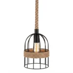 Lámpara Colgante Cañamo Rustica Vintage Soga Soquete E27 Incluye Ampolletas - Imagen 3