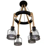 Lámpara De Cáñamo Circulo Industrial Vintage 4 Jaulas Incluye Ampolletas