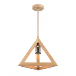 Lámpara Colgante Madera Triangular Individual Sin Ampolleta