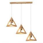 Lámpara Colgante Madera Triangular Triple Sin Ampolleta