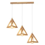 Lámpara Colgante Madera Triangular Triple Sin Ampolleta - Imagen 2