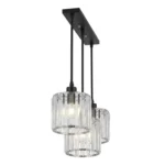 Lampara Colgante Porta E27 TRIPLE Negro-Vidrio Elegante - Imagen 2