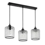 Lampara Colgante Porta E27 TRIPLE Negro-Vidrio Elegante - Imagen 3