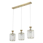 Lampara Colgante Porta E27 TRIPLE Dorado-Vidrio Elegante
