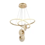 Lámpara De Techo Colgante Anillos LED Diseño Moderno Dorado 3CC Ajustable