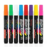 Set 8 Plumones Tiza Liquida Para Pizarra Led, Vidrio, Fluor