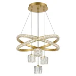 Lampara Led Colgante Moderna Dorado 4 Copas de Vidrio 60w