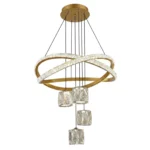 Lampara Led Colgante Moderna Dorado 4 Copas de Vidrio 60w - Imagen 3