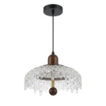Lampara Colgante Modelo Francesa Vintage Acrilica y Madera Nogal 8-24 3 Tonos
